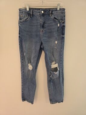 Suko Distressed Straight Leg Ripped Jeans
